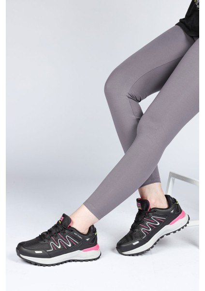 28792 Siyah - Fuşya Kadın Outdoor Spor Ayakkabı