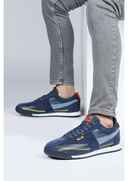 29072 Lacivert - Turuncu Erkek Sneaker Günlük Spor Ayakkabı