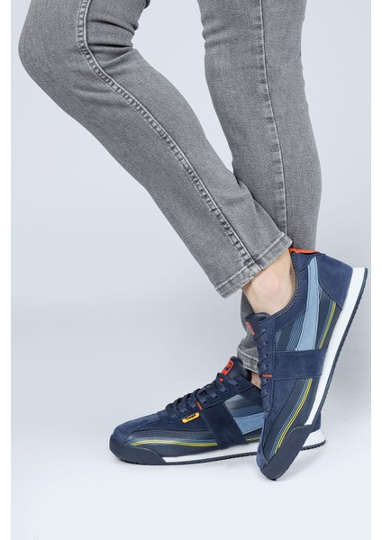 29072 Lacivert - Turuncu Erkek Sneaker Günlük Spor Ayakkabı