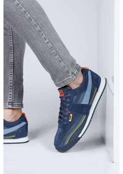 29072 Lacivert - Turuncu Erkek Sneaker Günlük Spor Ayakkabı