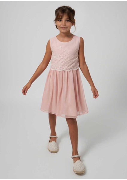 Yazlık Kız İşlemeli Elbise Pembe modelleri