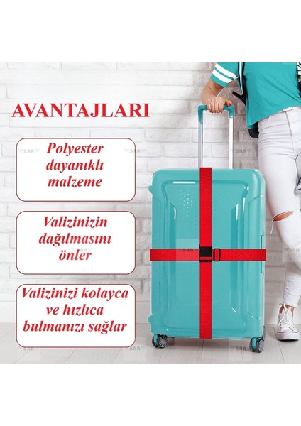 4 Adet Valiz Bavul Emniyet Kemeri Kırmızı