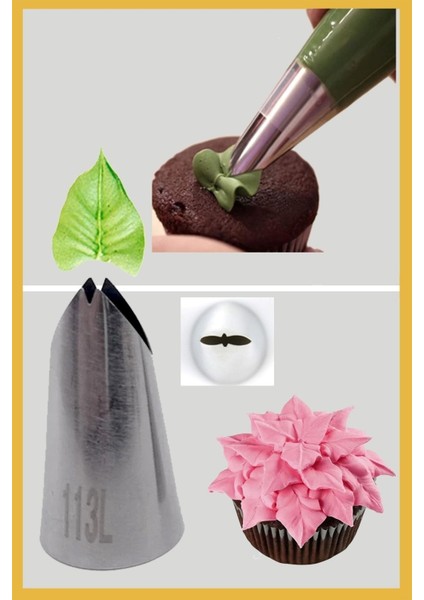 Paslanmaz Çelik Krema Sıkma Torbası Ucu (Şanti Torbası Ucu, Duy) 1 Adet + 4 Adet Şanti Torbası