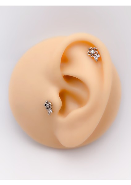 Cerrahi Çelik Piercing Zirkon Taşlı Çiçek Figürlü Helix Tragus PIERCING(1ADET)