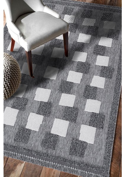 Trail Koleksiyonu 7513 Tozsuz Örgü Desenli Antre Oturma Odası Salon Mutfak Balkon Halı Yolluk