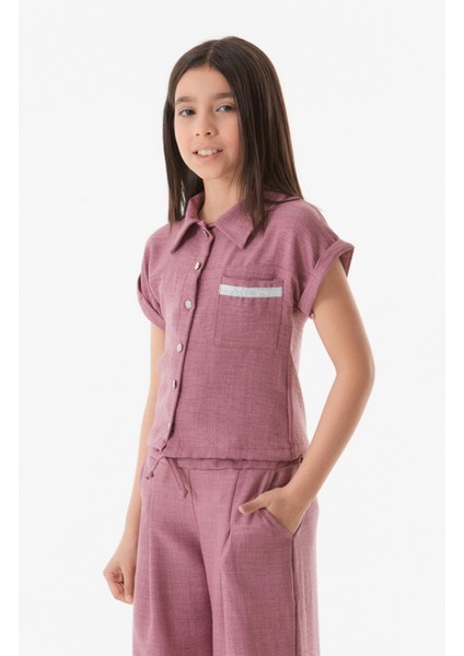 Cep Detaylı Düğmeli Kız Çocuk Gömlek indirimleri