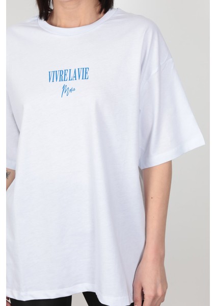 Kadın Vivrela Vie Baskılı T-Shirt