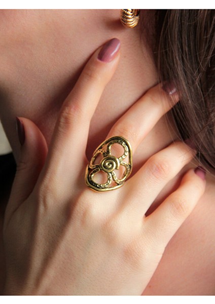 Trend Papatya Model Antik Eskitme Ayarlanabilir Kadın Yüzük EUY1211