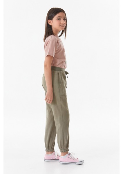 Beli Bağcıklı Jogger Unisex Çocuk Keten Pantolon