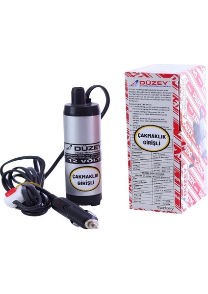1-5 kg Düzey 12 Volt Çakmaklık Girişli Mini(Küçük) Mazot Aktarma(Sıvı Transfer) Dalgıç Pompası(Su,y