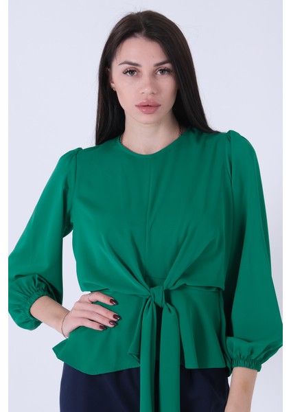 Yeşil Beli Bağlama Detaylı Bluz 0806546.07 modelleri