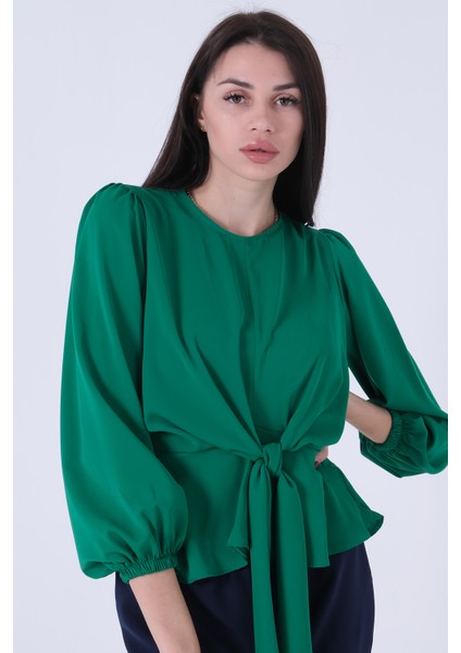 Yeşil Beli Bağlama Detaylı Bluz 0806546.07 fırsatları