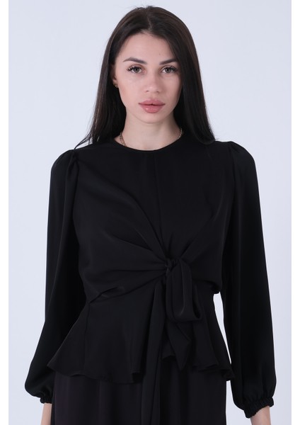 Siyah Beli Bağlama Detaylı Bluz 0806546.01 modelleri