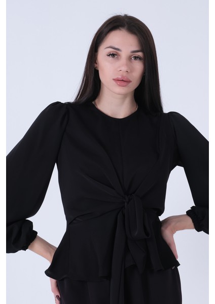 Siyah Beli Bağlama Detaylı Bluz 0806546.01 fırsatları