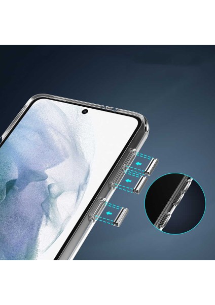 Galaxy S21 Ultra Uyumlu Standlı Şeffaf Silikon L-Stand Kapak-Renksiz