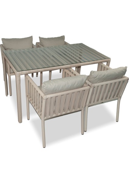 London 4 Kişilik Rattan Bahçe Balkon Takımı Kum