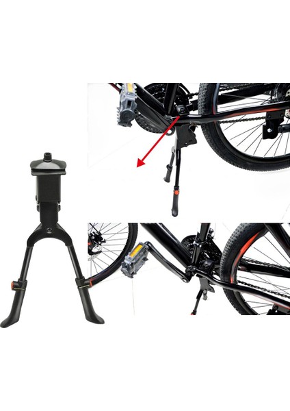 Çift Ayaklı Kickstand, Ortadan Montajlı, Çelik, Ayarlanabilir (Yurt Dışından)