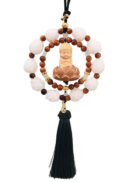 Ahşap Buda Heykeli Kolye Çok Amaçlı Dekoratif Lotus Taban Feng Shui Yeşil Püskül (Yurt Dışından) modelleri