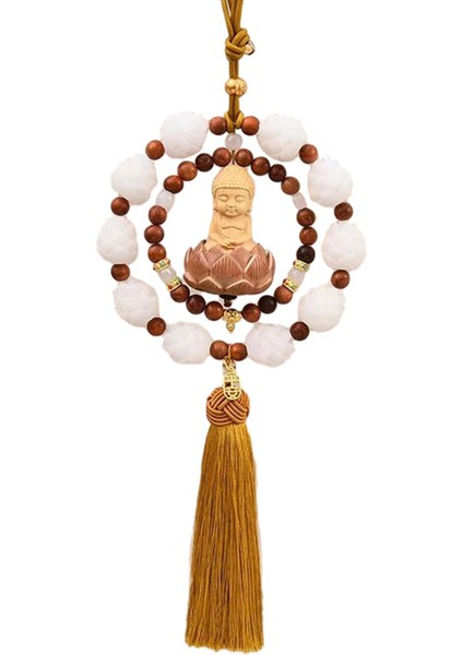 Ahşap Buda Heykeli Kolye Çok Amaçlı Dekoratif Lotus Tabanı Feng Shui Sarı Püskül (Yurt Dışından) fiyatları