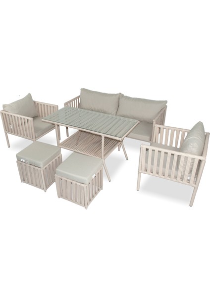 London Xl Rattan Bahçe Balkon Takımı Kum