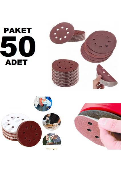 Ahşap Delikli Cırt Zımpara Kağıdı 125 mm 360 Kum Paket 50 Adet