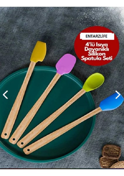 4 Adet Isıya Dayanıklı Silikon Spatula Seti Silikon Mutfak Seti 4'lü Renkli Kaşık Spatula Seti