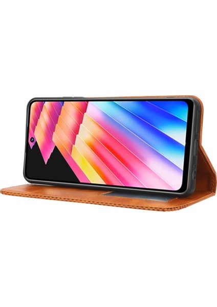 Infinix Hot 30 X6831 Pu Deri Deri Retro Doku Stand Manyetik Telefon Kılıfı (Yurt Dışından)