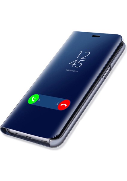 Samsung Galaxy M30 Uyumlu Clear View Aynalı Kapaklı Kılıf - Mürdüm