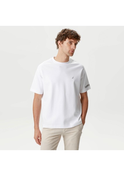 Nautıca Erkek Beyaz Oversıze Kısa Kollu T-Shirt V45234T.1Bw