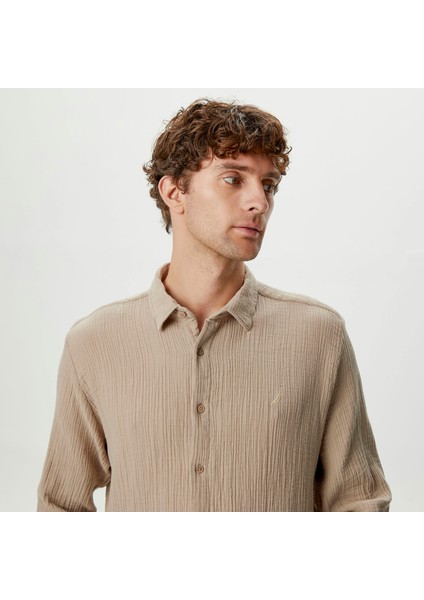 Nautıca Erkek Bej Classıc Fıt Uzun Kollu Gömlek W45458T.2TK fırsatları