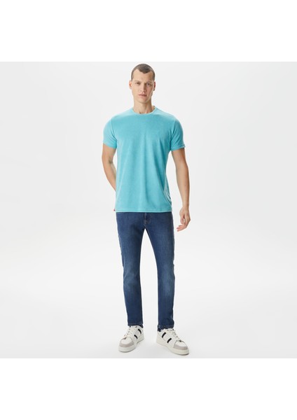 Erkek Mavi Standart Fıt Kısa Kollu T-Shırt V35004T.45Q modelleri