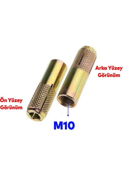 Çakma Çelik Dübel Iç Dişli M10 mm Raf Iskele Montaj Bağlantı Monte Zemin Tavan Beton Asma Aparat
