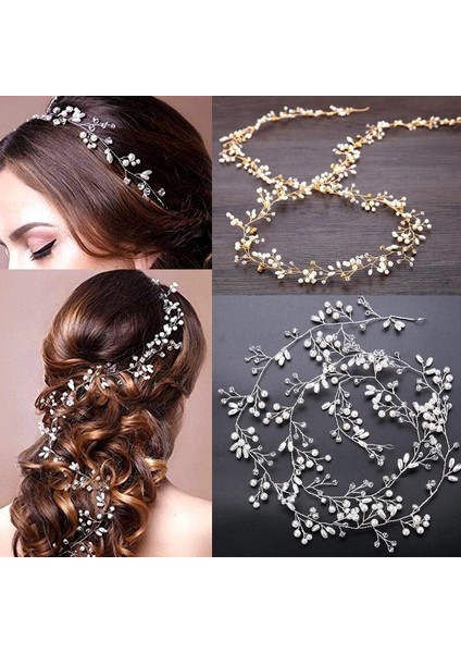 T-BEYAZ-35CM Yeni Taç Çiçek Kristal Inci Takı Headdress Batı Düğün Gelin El Yapımı Zarif Firkete Saç Aksesuarları Saç Süsler (Yurt Dışından) fiyatları