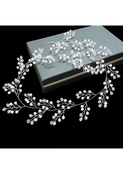 T-BEYAZ-35CM Yeni Taç Çiçek Kristal Inci Takı Headdress Batı Düğün Gelin El Yapımı Zarif Firkete Saç Aksesuarları Saç Süsler (Yurt Dışından) indirimleri