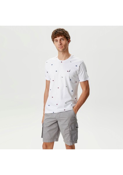 Nautıca Erkek Beyaz Standart Fıt Kısa Kollu T-Shirt V45222T.1Bw