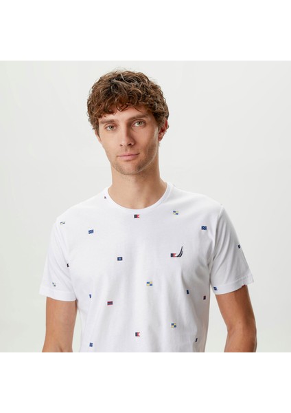 Nautıca Erkek Beyaz Standart Fıt Kısa Kollu T-Shirt V45222T.1Bw