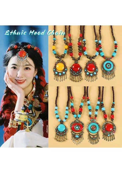 No.9 Boyutu Bohemia Vintage Kırmızı Püskül Alın Tiara Etnik Kafa Zinciri Çingene Uzun Alın Kolye Hairband Kızlar Için Tibet Takı (Yurt Dışından) fiyatları