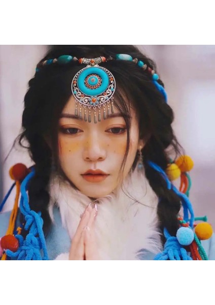 No.9 Boyutu Bohemia Vintage Kırmızı Püskül Alın Tiara Etnik Kafa Zinciri Çingene Uzun Alın Kolye Hairband Kızlar Için Tibet Takı (Yurt Dışından) modelleri