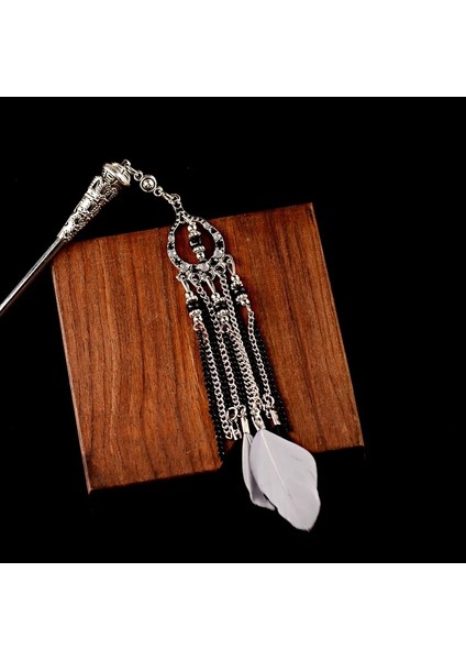 NF012-33 Vintage Çin Tarzı Saç Sopa Kadın Kızlar Siyah Tüy Püskül Kolye Metal Tokalar Boho Etnik Takı Aksesuarları Hediyeler (Yurt Dışından) modelleri