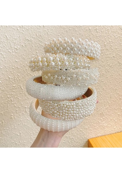 L Boyutu El Yapımı Boncuklu Inci Bantlar Kadınlar Için Tasarımcı Çemberler Yay Gelin Düğün Hairbands Kızlar Lüks Şapkalar Saç Aksesuarları (Yurt Dışından) fiyatları