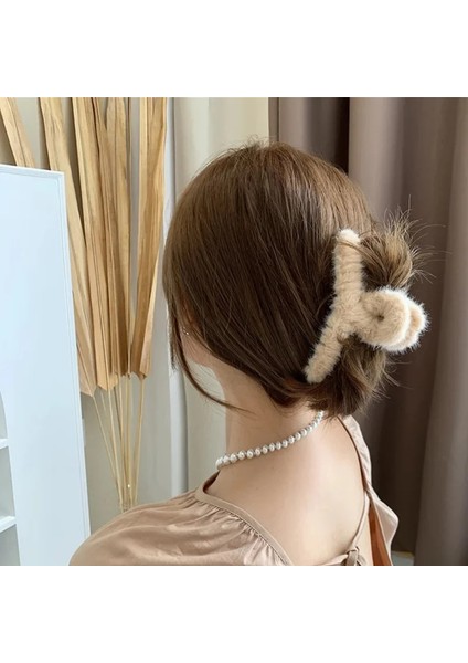 HC0071B-35 Sevimli Kış Peluş Saç Pençe Kadınlar Için Moda Akrilik Tokalar Taklit Kürk Saç Tokası Barrette Yengeç Şapkalar Kızlar Saç Aksesuarları (Yurt Dışından) fiyatları