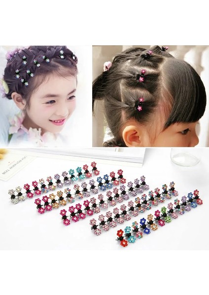 Pembe Saç Aksesuarı Birçok Kız Tatlı Kristal Rhinestone Çiçekler Mini Saç Pençe Klip Saç Tokası Yaz Kişilik Tatlı Pimler (Yurt Dışından)