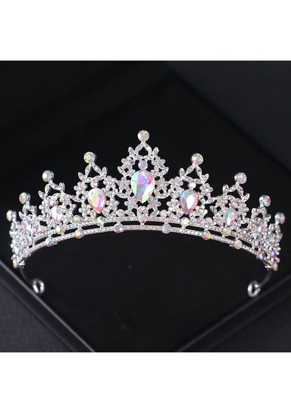 Pembe Barok Kristal Rhinestone Prenses Saç Tacı Diadem Kadınlar Için Gelin Düğün Saç Aksesuarları Takı Kraliçe Parti Kafa Bandı (Yurt Dışından)