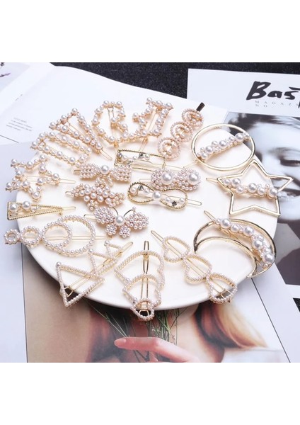 T134 1 Adet Moda Kristal Rhinestones Firkete Yıldız Üçgen Yuvarlak Şekil Kadın Saç Klipleri Inci Tokalarım Şekillendirici Aksesuarları (Yurt Dışından) modelleri