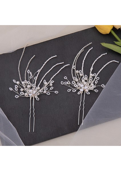 NO.249 Boyutu El Yapımı Altın Gümüş Renk Saç Ets Inciler Kristal Hairbands Kadın Gelin Düğün Saç Aksesuarları Çiçekler Başlığı (Yurt Dışından)