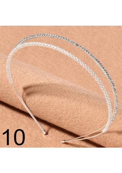 No.10 Boyutu Kadın Kızlar Moda Beyaz Tüy Boncuklu Pageant Saç Bandı Kız Yaz Tarzı Saç Aksesuarları Düğün Balo Parti Kafa Bandı (Yurt Dışından)