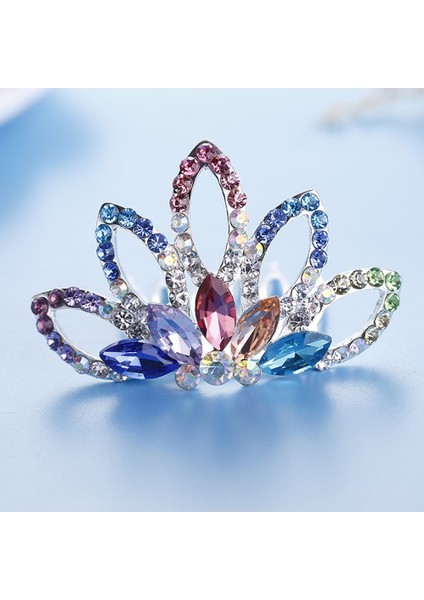 Çok Renkli Mini Sevimli Çiçek Kristal Rhinestone Prenses Taç Saç Tarak Doğum Günü Partisi Tiaras Kızlar Çocuklar Için Saç Takı Aksesuarları (Yurt Dışından)