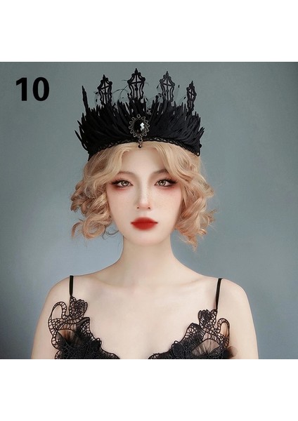 FD-108 Vintage Cadı Kadın Kafa Çelenk Gotik Siyah Taç Güller Tiara Kafa Bandı Cadılar Bayramı Partisi Cosplay Vampir Prenses Sihirli Aksesuar (Yurt Dışından)