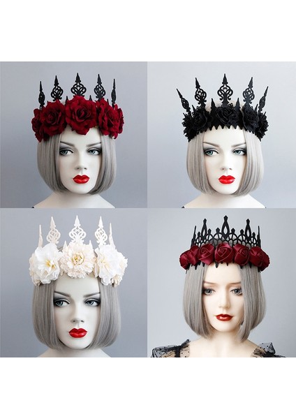 FD-108 Vintage Cadı Kadın Kafa Çelenk Gotik Siyah Taç Güller Tiara Kafa Bandı Cadılar Bayramı Partisi Cosplay Vampir Prenses Sihirli Aksesuar (Yurt Dışından) fırsatları