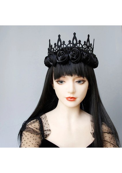 FD-108 Vintage Cadı Kadın Kafa Çelenk Gotik Siyah Taç Güller Tiara Kafa Bandı Cadılar Bayramı Partisi Cosplay Vampir Prenses Sihirli Aksesuar (Yurt Dışından) indirimleri
